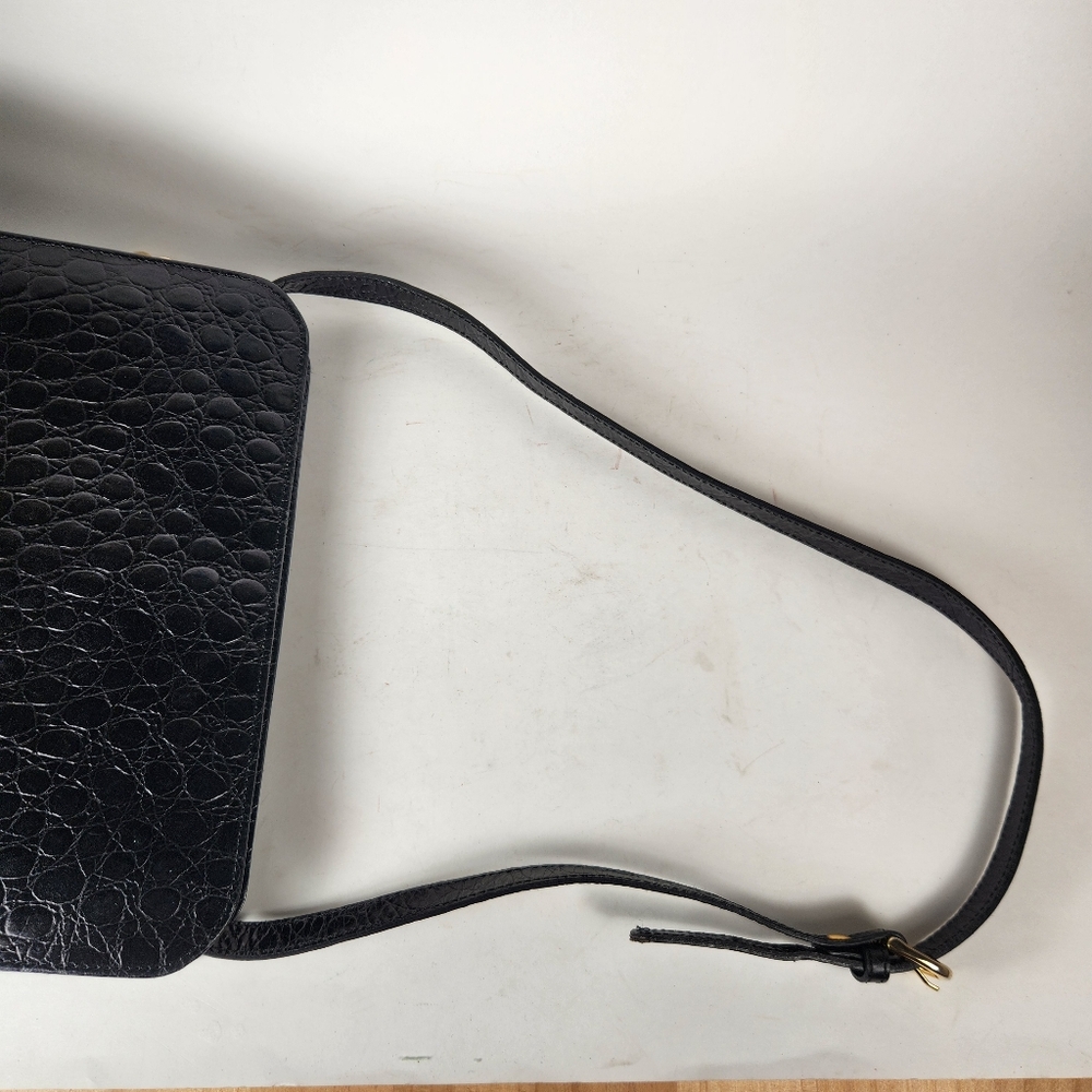 TALBOTS Crossbody Bag Black Leather Charm Inside Zipper Pocket Minimalist Purse - Picture 14 of 16